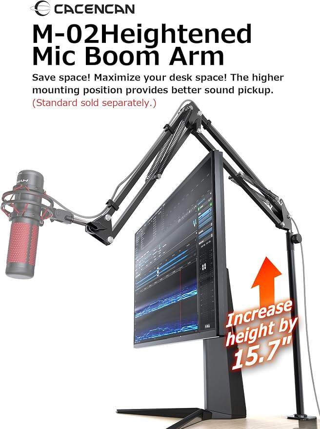 M05 Boom Arm, 360° Rotatable Microphone Stand with Desk Mount (QuadCast Adapter)