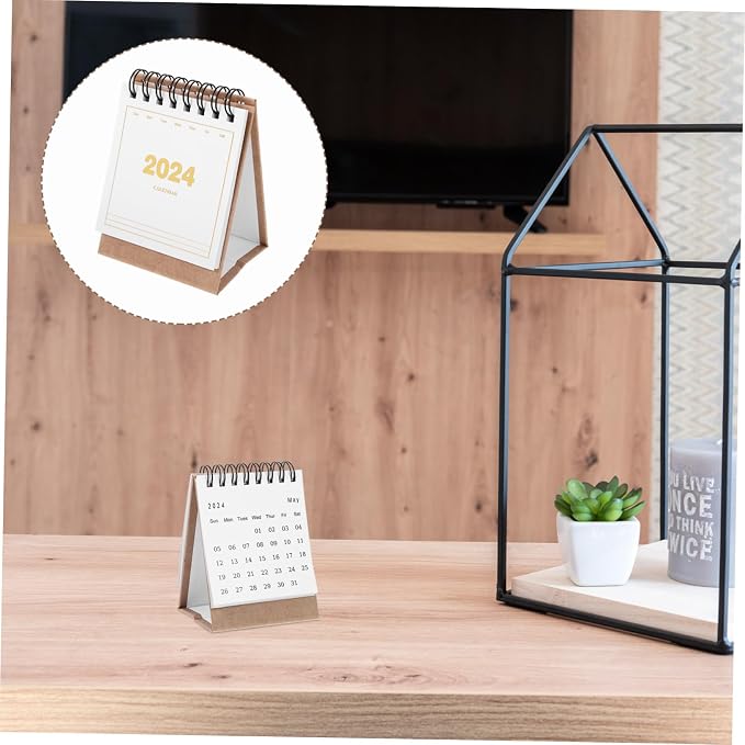Mini Desk Calendar Thick Flip Standing Desktop Organizer Small Tabletop Planner for Home Office Daily Use and Event Scheduling