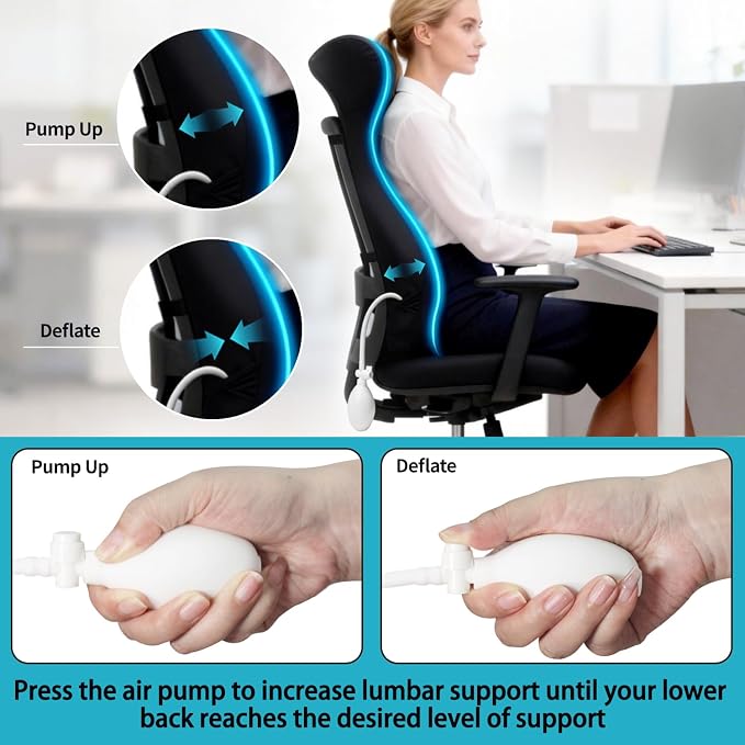 27.7'' Adjustable Airbag Full Back Lumbar Support Pillow, Back Pain Relief | Adjustable Support Back Cushion Upper/Lower Back Pain Relief for Office Chair, Desk, Gaming Chair, Couch, Recliner
