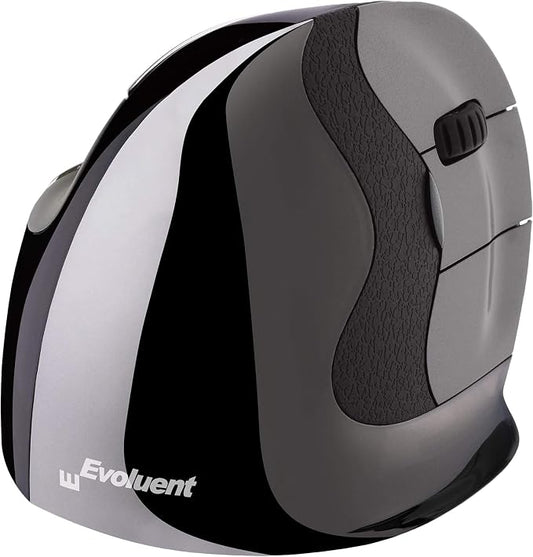 Evoluent – Inventor of The Vertical Mouse – VMDLW Ergonomic Vertical Mouse Right Hand Large USB Wireless, Sculpted for Comfort, Reduces Wrist Strain, 4 Speeds, 6 Customizable Buttons in Windows