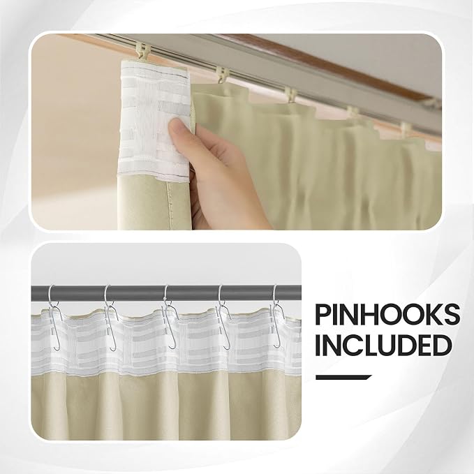 Floor to Ceiling Curtain for Wall Ceiling Mount Track - Extra Wide Blackout Curtains Room Separator - Privacy Room Divider Curtains for Ceiling Track System or Rod with Hooks, 1 Panel