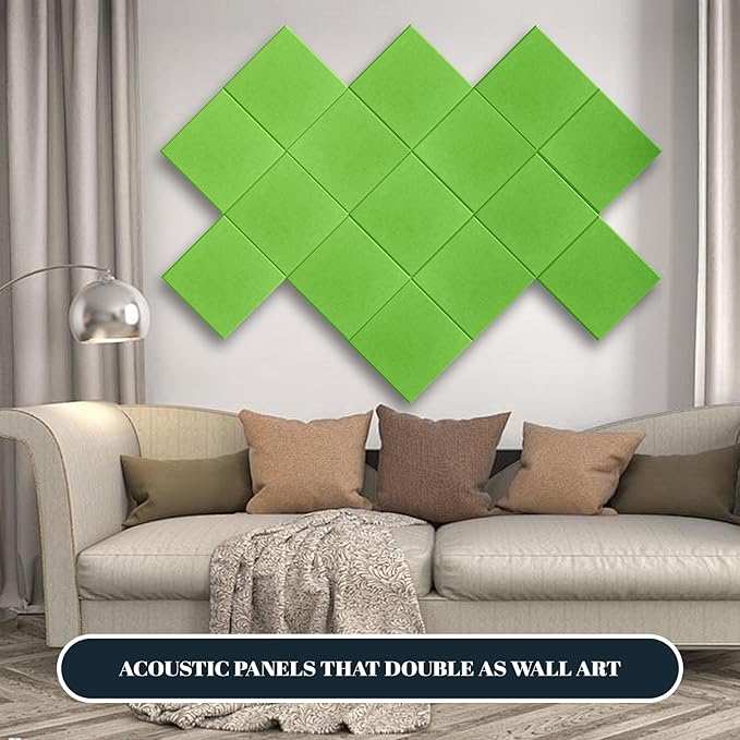 15 Pack Self-Adhesive Sound Proof Foam Panels for Walls, White Acoustic Panels 12" x 12" x 0.35" High Density Sound Absorbing Tiles