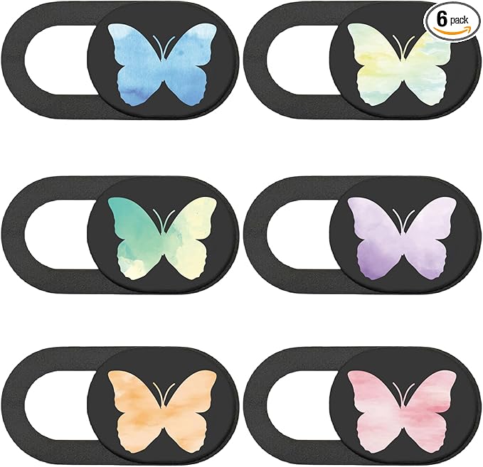 6Pcs Phone Camera Cover Slide Laptop Camera Cover Butterfly Pattern Privacy Security Guard Slide Phone Webcam Protector for Laptop Desktop Computers Smartphones Tablet Notebook Mini PC