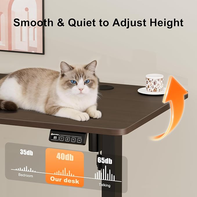 67"x24" Standing Desk, Height Adjustable Sit-Stand Home Office, Walnut | Electric Adjustable Standing Desk, Sit to Stand Computer Office Desk with Splice Board, Memory Preset, Lifts 28.7''-46.5"