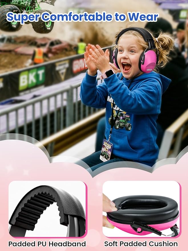 Dr.meter Ear Muffs for Noise Reduction: SNR27.4 Noise Cancelling Headphones for Autism with Adjustable Headband - Kids Ear Protection for Monster Truck, Airplane, Fireworks, Concerts and Kids Autism