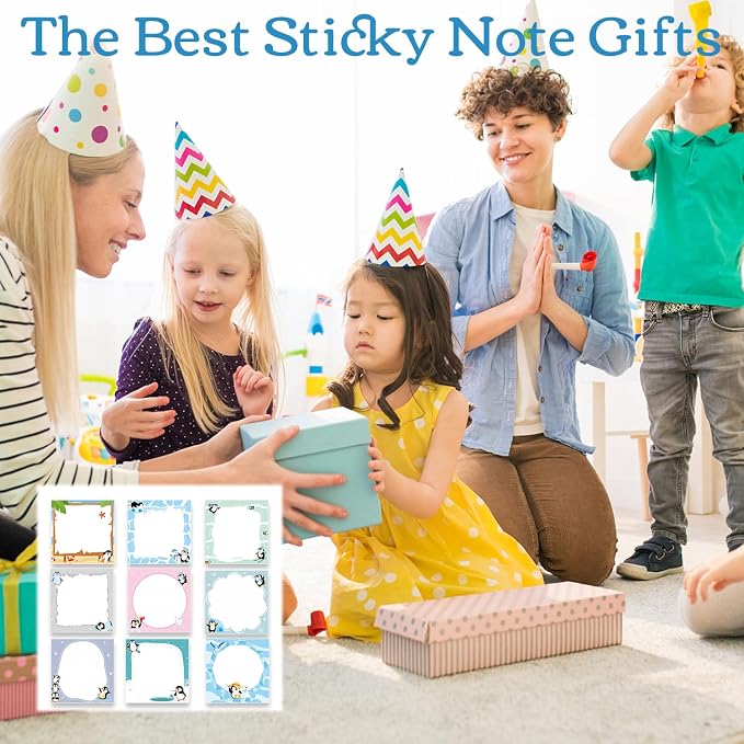 Penguin Sticky Notes Gifts - 9 Pack Cute Penguin Notepads 3x3 Inches, Funny Animals Themed Self-Stick Memo Pads, School Office Supplies for Students Coworkers Men Women (450 Sheets)