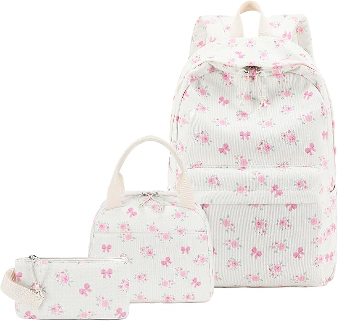 LEDAOU Backpack for Girls School Bag Kids Bookbag Teen Backpack Set Daypack with Lunch Bag and Pencil Case | Kids