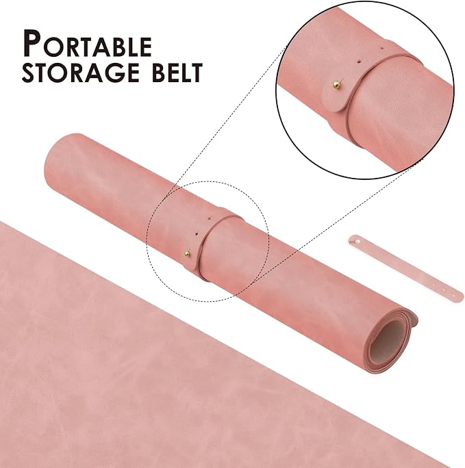 Distressed Leather Desk Mat - Non-Slip PU Desk Pad for Office and Home - Desk Organization and Accessories - Ideal for Large Mouse Pad and Desk Mats on Top of Desks(Dusty Rose,36"x 17")