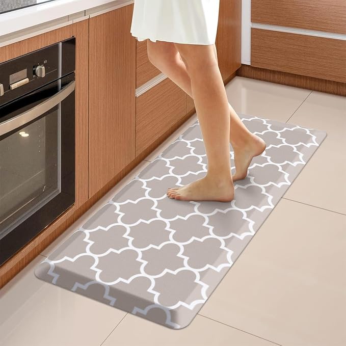 WISELIFE Kitchen Runner Rugs Anti-Fatigue mats - 4/5 Inch Non Slip Waterproof Ergonomic Comfort Mat for Kitchen, Floor Home, Office, Sink, Laundry (17.3"x 39",Khaki)