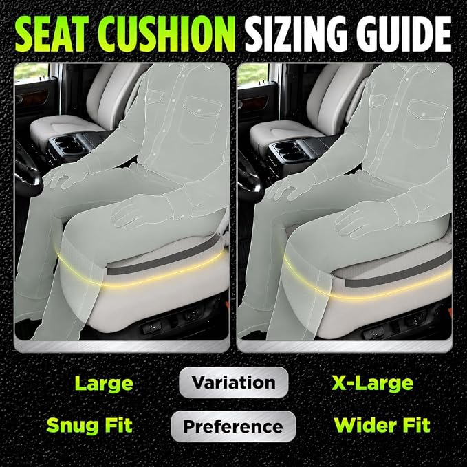 XLarge Truck Seat Cushion for Truck Driver Seat Cushion - CertiPUR-US® Certified Upgraded Back Support, Thick Memory Foam, Pain Relief for Hours of Driving, Trucker Approved Semi - Gray