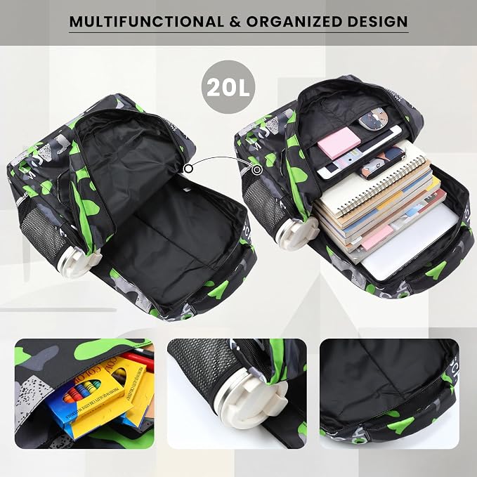 Maitys 12 Pack 17'' Bulk Backpacks with Supplies Kit, Bookbags for Donation Charities (Printed Color,Graffiti)