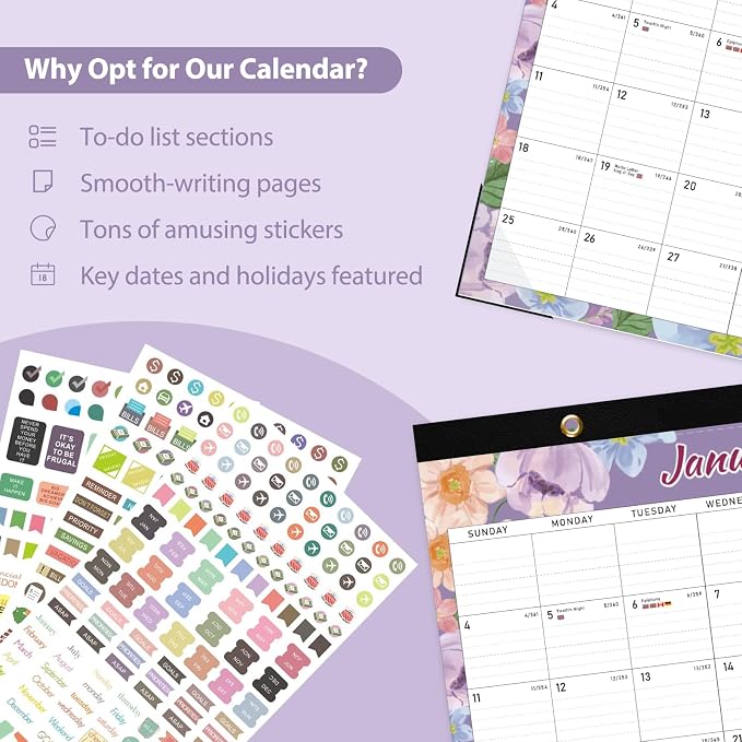 2026 Desk Calendar, Large Desktop/Wall Monthly Calendar (Jan. 2026 - Jun. 2027) 17'' x 12'' School Year Desk Planner for Teacher Family School Office Supplies