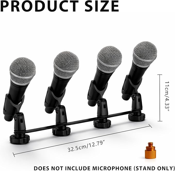 Musiin Multi-Function Desktop Microphone Stand, Adjustable Table Mic Stand with Microphone Clip (1-to-4 Microphone clip)