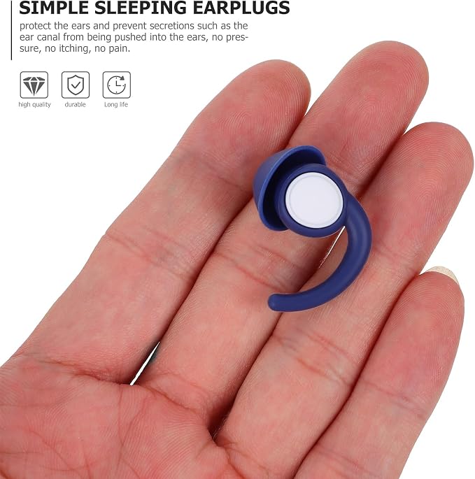 BETOOKY Noise-Blocking Silicone for Sleeping and Studying, Wear-Resistant Sound Insulation, 4pcs Set with Two Sizes, Navy Blue, Anti-Noise for Students and Indoor Use