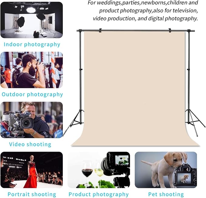 Beige Backdrop Background for Photography Photo Booth Backdrop for Photoshoot Background Screen Video Recording Parties Curtain 5x7FT