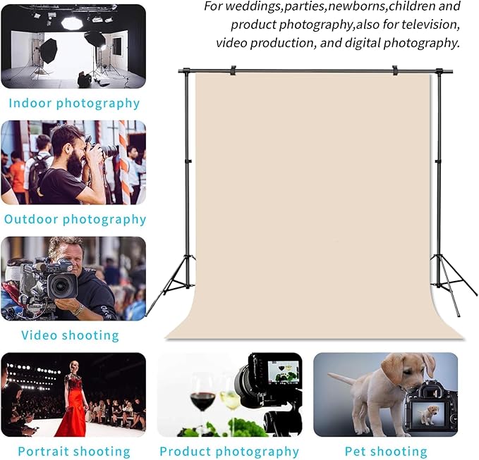 Beige Backdrop Background for Photography Photo Booth Backdrop for Photoshoot Background Screen Video Recording Parties Curtain 6x9FT