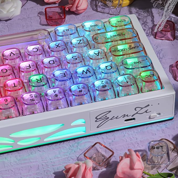 Sunzit Transparent Keycaps-Sunset Purple 125 Keys, MOA Profile Keycap Set, Custom Minimalist Style Keycaps, Fully Backlit Key Cap for MX Switches Mechanical Keyboard