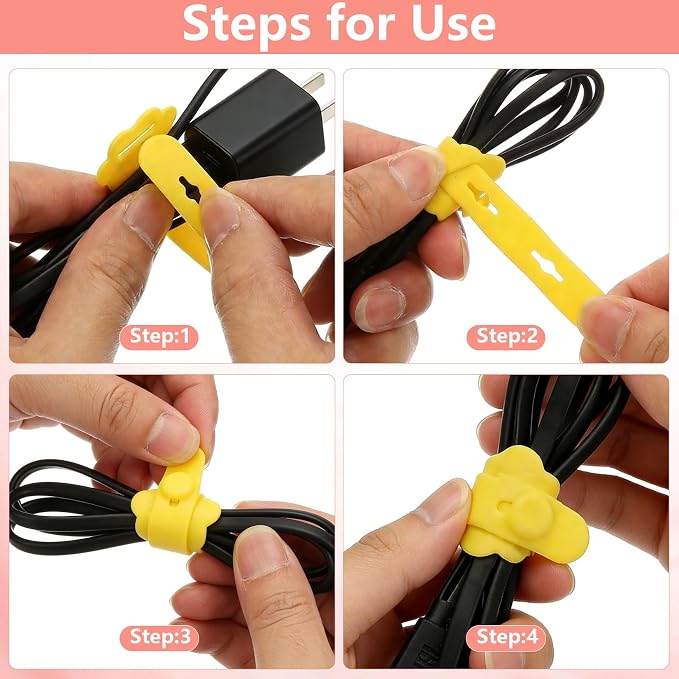 75 Pcs Silicone Cable Ties, Reusable Cable Straps Wire Organizer. | Cable Management Cord Organizer for Fastening Earphone Phone Charger Home Office Desk Kitchen Appliances Cable Cords Wires