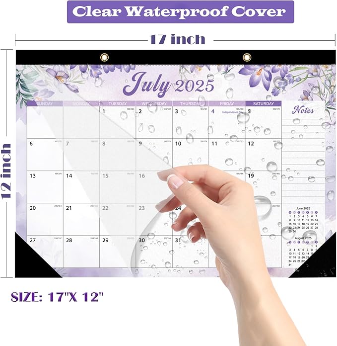 ZTX Desk Calendar 2026-2027 Calendar Wall Calendars 2026-2027-18 Month Planner Large 17"x12" Jan.2026-Jun.2027 Clear Plastic Cover for Home Office New Year Christmas Gifts Floral