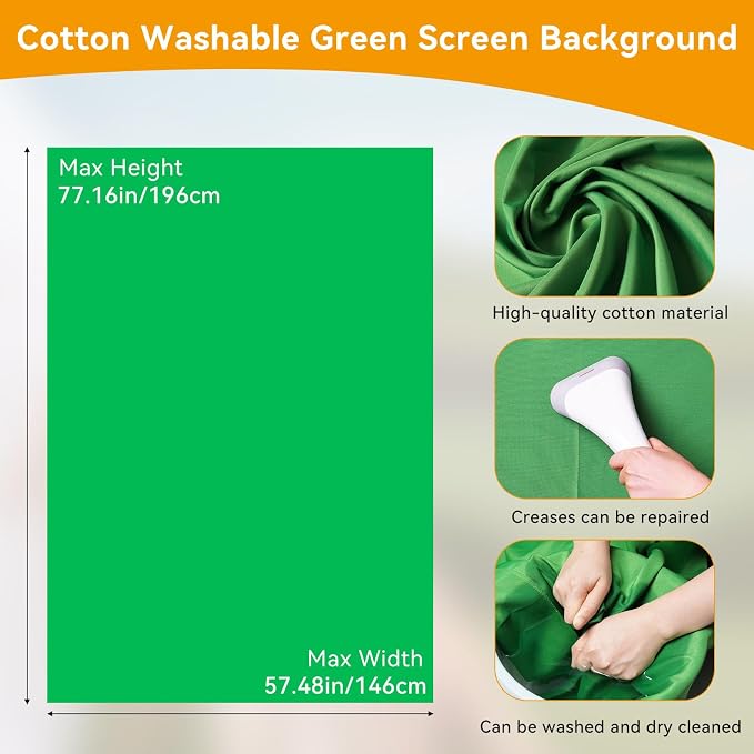Green Screen Backdrop Kit 6.5x5 ft Portable Chroma Key Background with T-Shaped Stand, 5 Spring Clamps & Carrying Bag – for Zoom, YouTube, TikTok, Gaming, Streaming, Photography (Green)