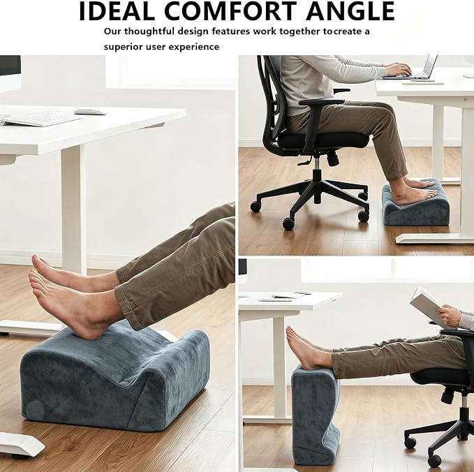 Foot Rest for Under Desk at Work, Ergonomic Footrest Multifunctional 3-Tier Foot Stool, Support Foot Pillow for Office Chair Gaming Chair Leg Elevation Pillow (Gray, One Size)