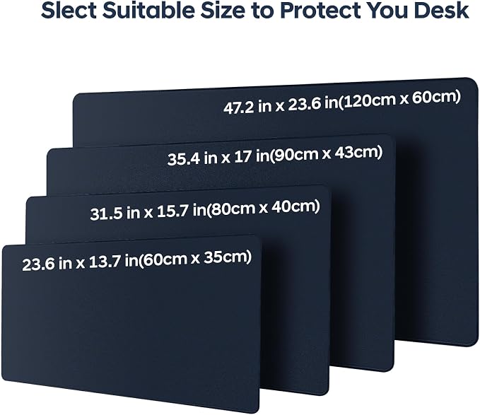 Leather Desk Pad Protector, Office Desk Mat, Large Mouse Pad, Non-Slip PU Leather Desk Blotter, Waterproof Computer Desk Writing Pad for Office and Home (Dark Blue, 47.2" x 23.6")