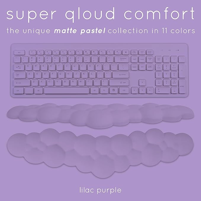 Purple Cloud Keyboard Wrist Rest – Create-ables Qloud Purple Wrist Rest for Computer Keyboard and Mouse, Ergonomic Memory Foam Wrist Pad with Non-Slip Base, Includes Cloud Mouse Pad