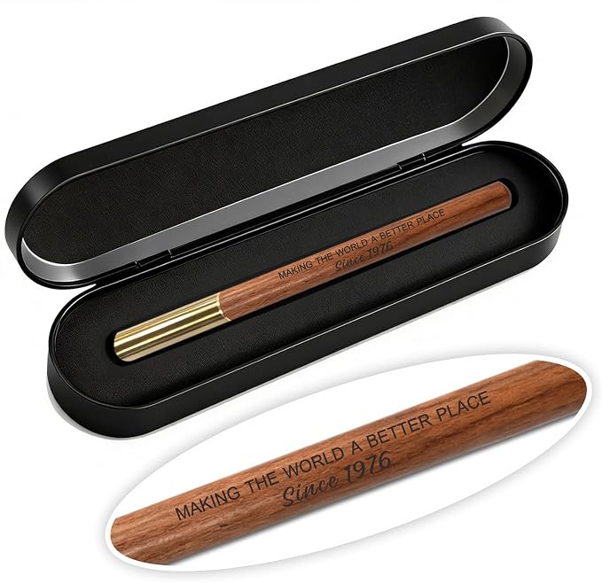 50th Birthday Gift for 1976 Born - Engraved Wooden Gel Pen & Keepsake Box Set, Golden 50 Year Old Gift for Men & Women, Milestone Birthday Present