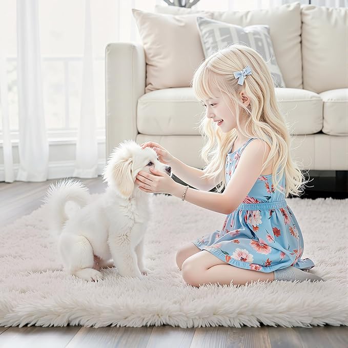 Rugs for Living Room 6x9, Alfombras para Salas Shag Large Plush Soft Area Rug, Shaggy Carpets for Bedroom,Home Decor Aesthetic(Cream, 6 x 9)