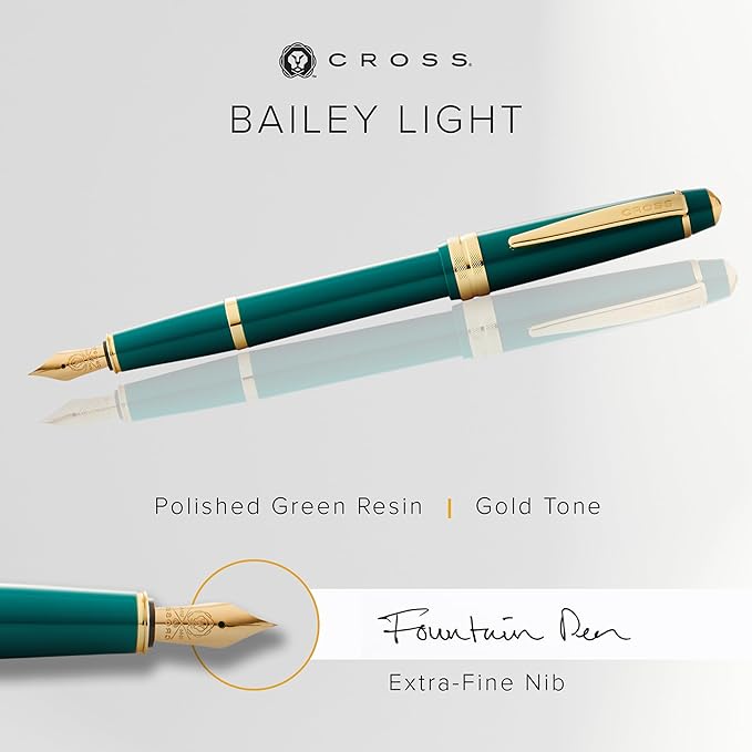 Cross Bailey Light Polished Green Resin and Gold Tone Fountain Pen