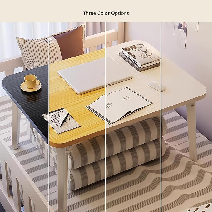 Foldable Laptop Desk for Bed, Bed Laptop Table, Foldable Portable Lap Bed Tray, 23.6 Inch Floor Table for Drawing Reading and Writing, Bamboo