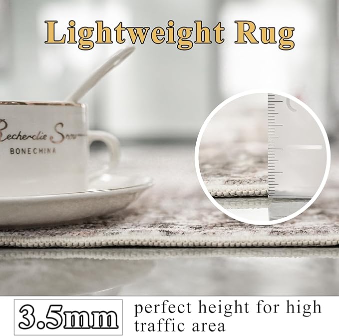 Carpet Runners for Hallway 12ft: 3x12 Runner Rug Washable Non Slip Long Carpet Runner for Kitchen Bedroom - Modern Neutral Low Pile Wide Decoration Floor Mat for Newlyweds Pet Family(3x12 Beige-Brick)