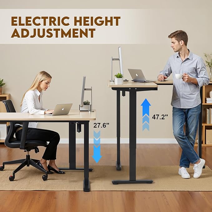 TOPSKY Dual Motor Height Adjustable L-Shaped Desk Frame, 270 lbs Capacity, Supports Multiple Monitors, Black 3-Leg Standing/Sitting Base for Home & Office, DF03.02 (Frame Only)