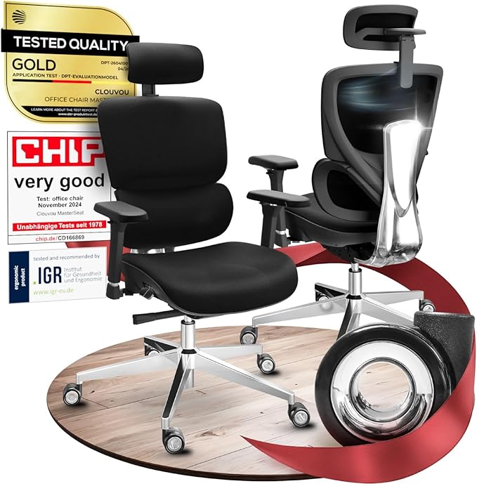 MasterSeat Ergonomic Office Chair Comfy [#1 in Tests] Swivel Chair | Ergonomic Chair with Breathable Mesh Back | Computer Chair with wheels | Home Office Desk Chair with 2D Headrest | For 330lbs