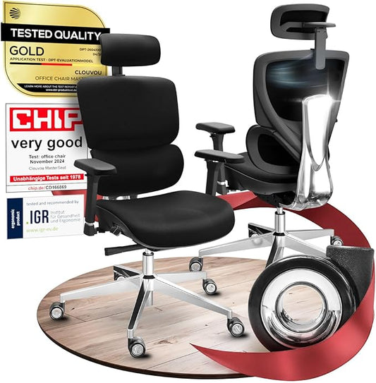 MasterSeat Ergonomic Office Chair Comfy [#1 in Tests] Swivel Chair | Ergonomic Chair with Breathable Mesh Back | Computer Chair with wheels | Home Office Desk Chair with 2D Headrest | For 330lbs