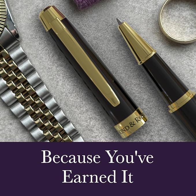 Bond & Regent 24 Karat Gold Luxury Rollerball Pen - Fancy Executive Professional Writing Gift Set for Men & Women, Nice Pens, Gloss Black