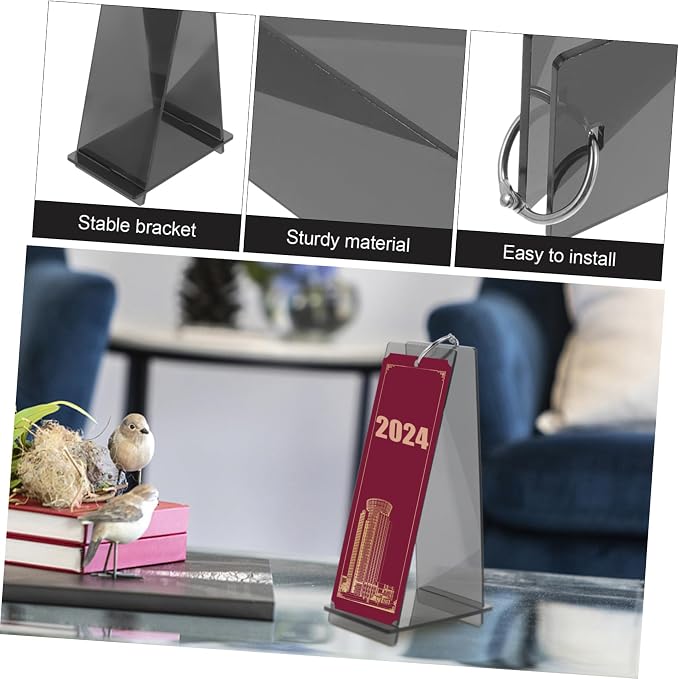 Uonlytech Dragon Year Acrylic Desk Calendar Stand Lightweight Portable Calendar Holder for Office Home School Display Rack Desktop Flip Calendar Bracket