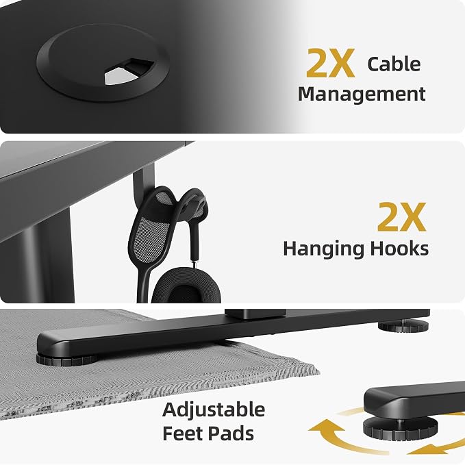 INNOVAR Electric Standing Desk, Adjustable Height Stand up Desks, 40 x 24 Inches Sit Stand up Desk for Home Office Computing, 3-Preset Memory Height Ergonomic Rising Desks, Black