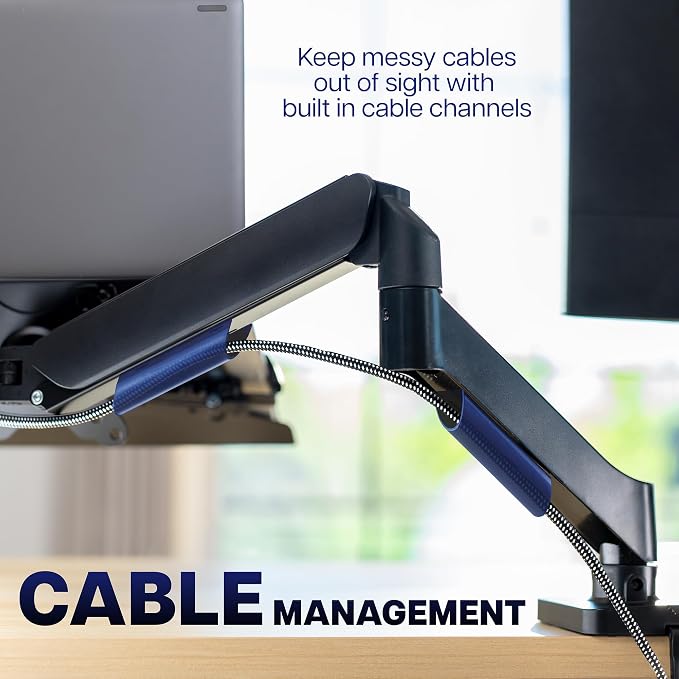 VIVO Universal Adjustable Monitor and Laptop Desk Mount, 17 to 32 inch Monitors, 10 to 15.6 inch Laptops, Dual Mechanical Arm VESA Notebook Stand with C-clamp and Grommet Options, Black, STAND-V002O-L