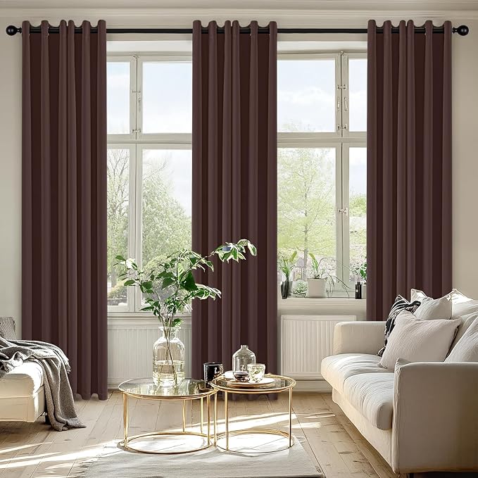 MIULEE Blackout Curtains for Bedroom Living Room 2 Panels, Thermal Insulated Room Darkening Drapes Grommet Noise Reducing Light Blocking Window Treatments 84 Inches Long 40x84 Inch Dark Brown