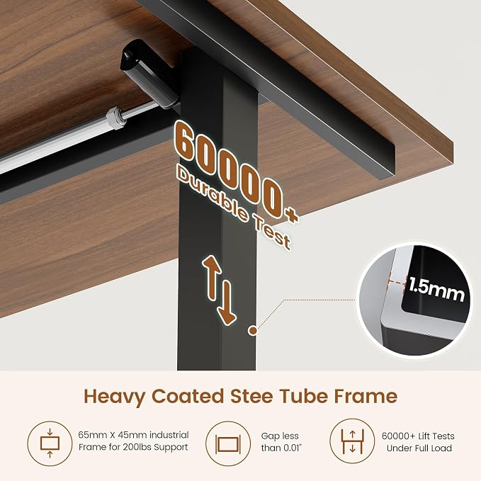 SEDETA 63" L Shaped Electric Standing Desk, Height Adjustable Corner Desk with 7 Fabric Storage Drawers & Power Outlet, 3 Memory Heights, 200lbs Capacity for Home Office Gaming, Black + Brown