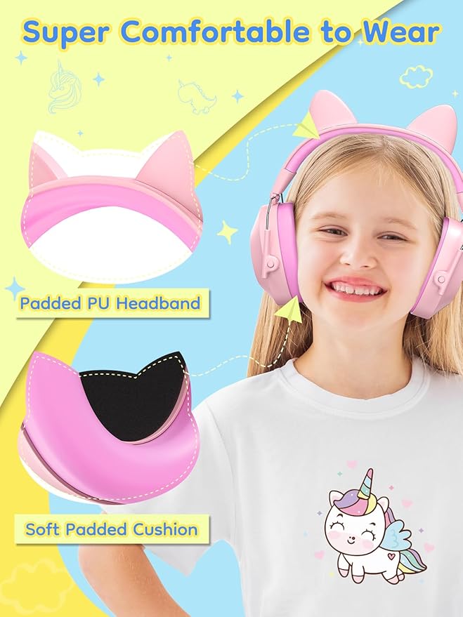 Ear Muffs for Noise Reduction: 32dB SNR Noise Cancelling Headphones for Kids Autism Sensory, Adjustable Kids Ear Hearing Protection for Autism Sensory, Fireworks, Concert w/Fun Stickers