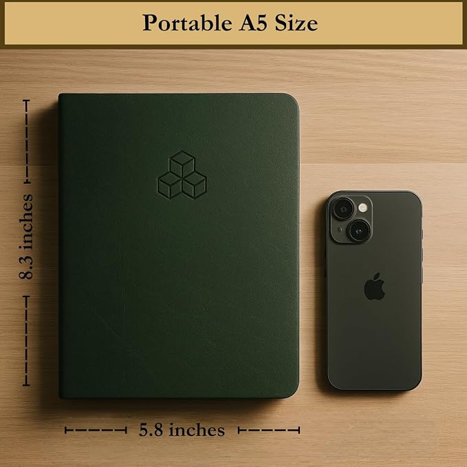 Time Blocking and ADHD Planner by Refine Days. 180 Undated Pages, To Do List, Hourly Schedule, Daily and Monthly Agenda. Time Management & Productivity Notebook. A5 (Green)
