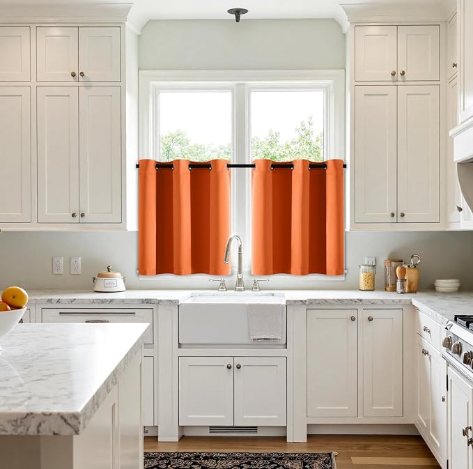 MIULEE Blackout Curtains for Bedroom Living Room 2 Panels, Thermal Insulated Room Darkening Drapes Grommet Noise Reducing Light Blocking Window Treatments 36 Inches Long 40x36 Inch Orange