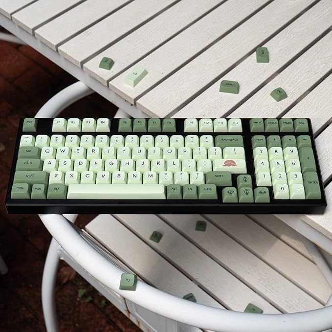 mintcaps Matcha Green PBT Keycaps Set 124 Keys XDA Profile Cute Keycaps Custom Dye-Sublimation Keyboard Key caps for 60% 65% 70% 75% 100% Cherry Gateron MX Switches Mechanical Keyboards