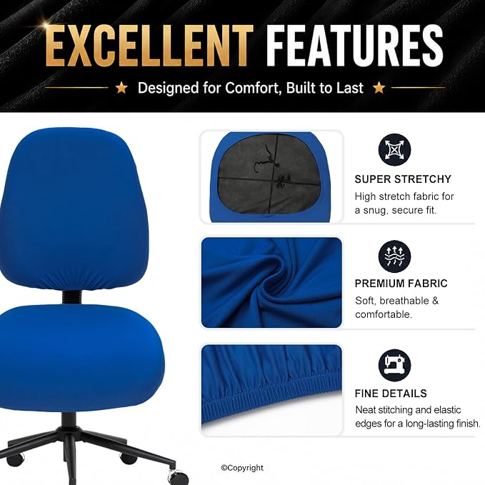 DIVA EN CAMINO DEC Super Stretchable Desk Office Chair Seat Covers - Universal Spandex Computer Chair Slipcover - 180GSM Washable Rotating Backrest Coverings & Cushion Protectors for Dogs, Cats, Pets