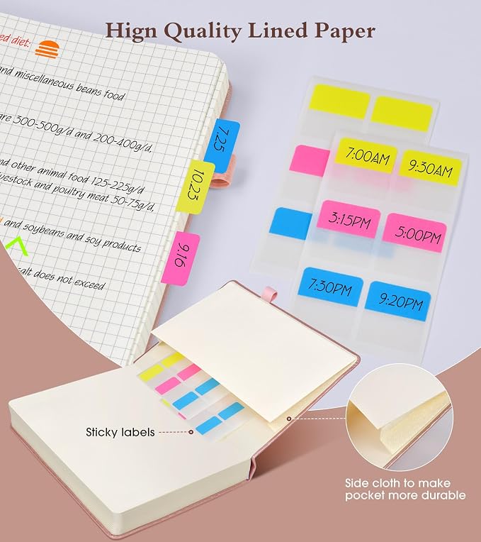 Ansopu Graph Paper Notebook Journal, 360 Numbered Pages Grid Notebooks 8.5 x 11, Thick 100gsm Paper Graphing Journals for Women Men, A4 Large Hardcover Graph Leather Journals for Writing Pink