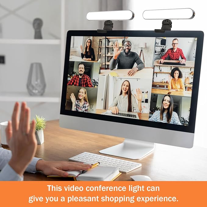Video Conference Lighting Kit, Dual LED Lights for Live Streaming, Computer Lights are Used for Video Calls, Zoom, Games, Home Office Light, Laptop Ring Light, 3 Color Temperatures