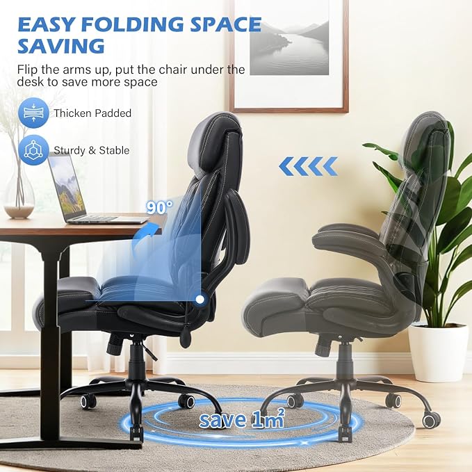 500Lbs Big and Tall Office Chair,Comfy Heavy Duty Executive Chair with Adjustable Lumbar Support for Back Pain,High Back Desk Chair with Wide Seat for Home Office