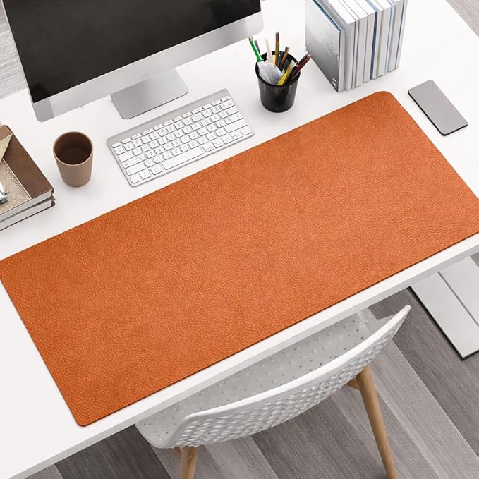 Large Desk Mat 47" x 23" – Premium PVC Leather Desk Pad, Non-Slip Office & Home Workspace Mat, Water-Resistant Writing Surface, Large Desk Protector for Laptop, Keyboard & Mouse (Tan)